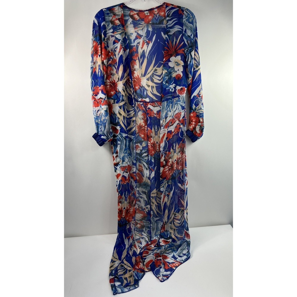 Cheng Xin Open Robe Coverup Women's Sz M Multi Panels Sheer Long‎ Sleeve